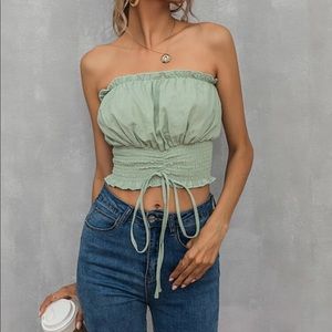 Tie Front Shirred Tube Top